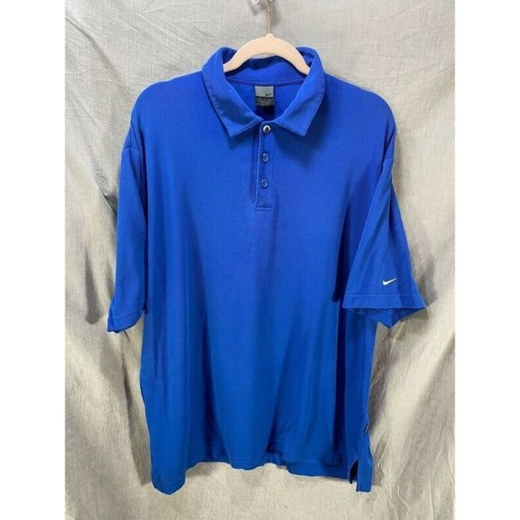 Nike‎ Polo Shirt Adult XL Blue Short Sleeve DRI-FIT Button Golfer Mens. - Picture 1 of 8